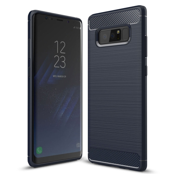 For Galaxy Note 8 Carbon Fiber TPU Brushed Texture Shockproof Protective Back Cover Case (navy)