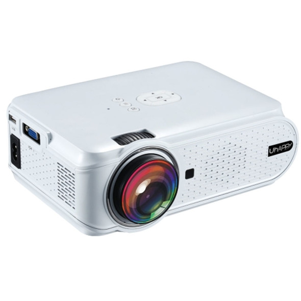 Uhappy U90 1500LM 800*480 Home Theater LED Projector with Remote Control, Support USB + VGA + SD + HDMI + AV + TV (White)