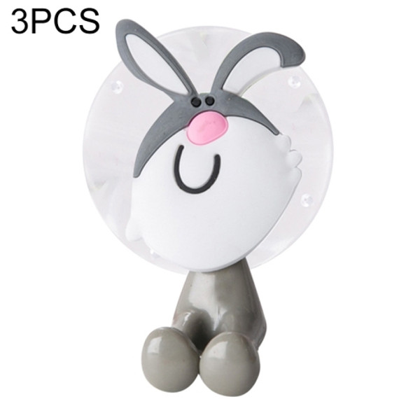 3 PCS Animal Shape Suction Cup Toothbrush Holder Hooks, Pattern:Rabbit