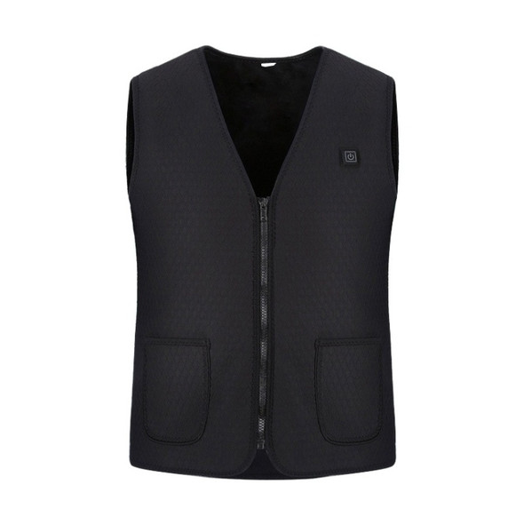 Plus Velvet Inside Men and Women Intelligent Charging Heating Vest Warm Clothes(Color:Black Size:XXL)
