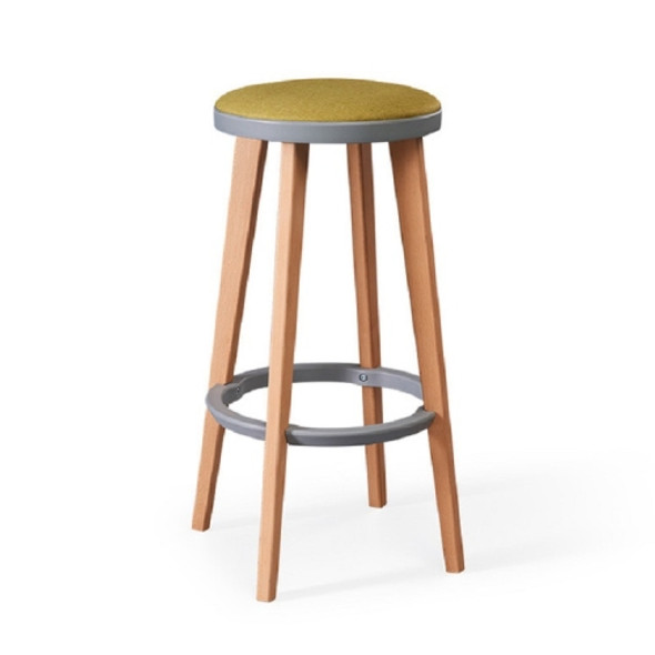 Creative Wooden High Stool Modern Minimalist Bar Chair(Gray Circle - Blue Yellow Burlap)