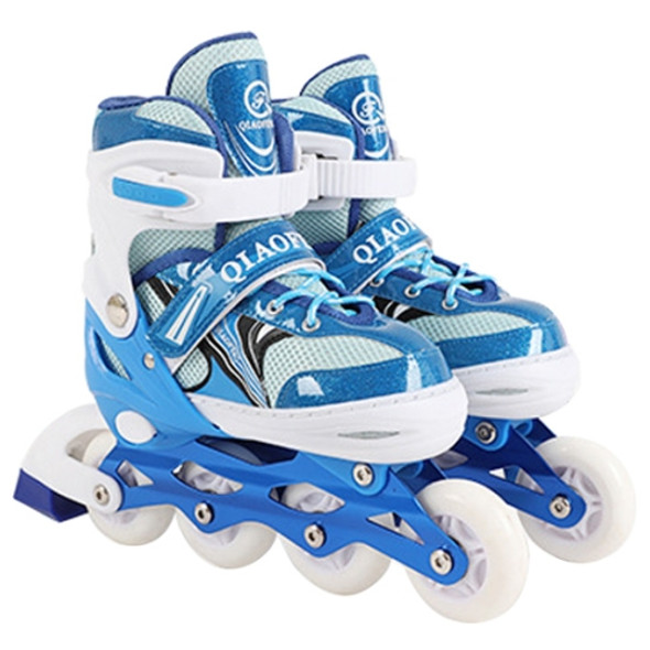 Children Flash Single-row Roller Skates Skating Shoes, Full Flash, Size : L(Blue)