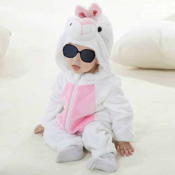Babies Cartoon Animal Shape Flannel Jumpsuit Romper, Size:100CM(White rabbit)