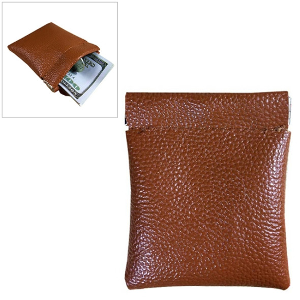 Fashion Solid Color PU Leather Coin Purse Women Men Small Mini Short Wallet Money Bags(Brown)