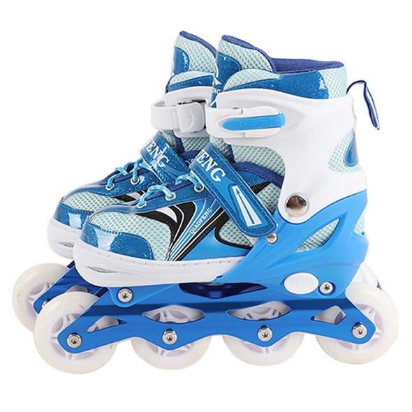 Children Flash Single-row Roller Skates Skating Shoes, Full Flash, Size : M(Blue)