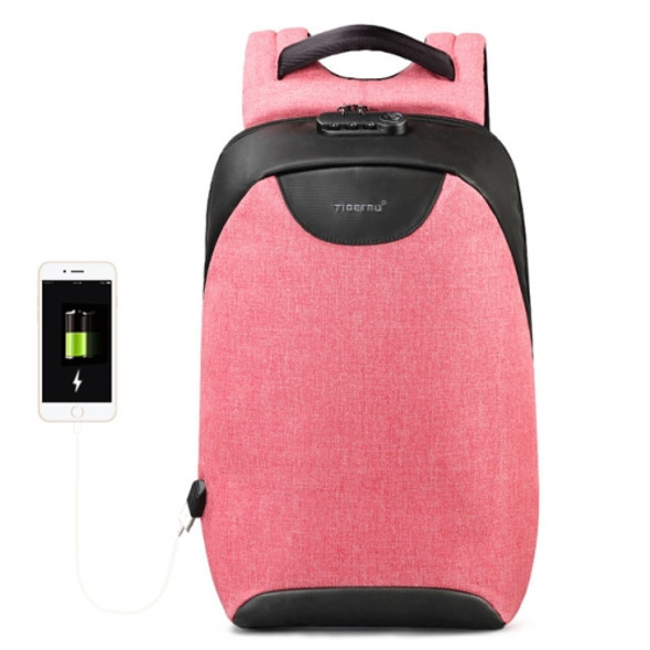 15.6 inch Laptop Backpack  Simple Student Bag Fashion Casual Travel Backpack(Black+Pink)