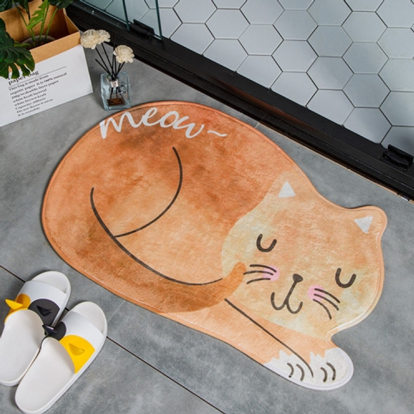 Cartoon Sleeping Cat Bath Mat Bathroom Carpets Toilet Anti-slip Floor Mat, Size:60X90CM(Orange)