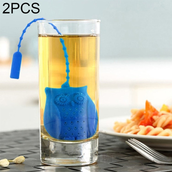 2PCS Creative Cute Owl Tea Strainer Tea Bags  Food Grade Silicone Tea Infuser Filter(Blue)