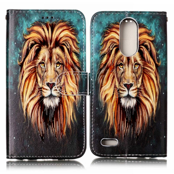 For LG K10 (2017) Gloss Oil Embossed Lion Pattern Horizontal Flip Leather Case with Holder & Card Slots & Wallet & Photo Frame