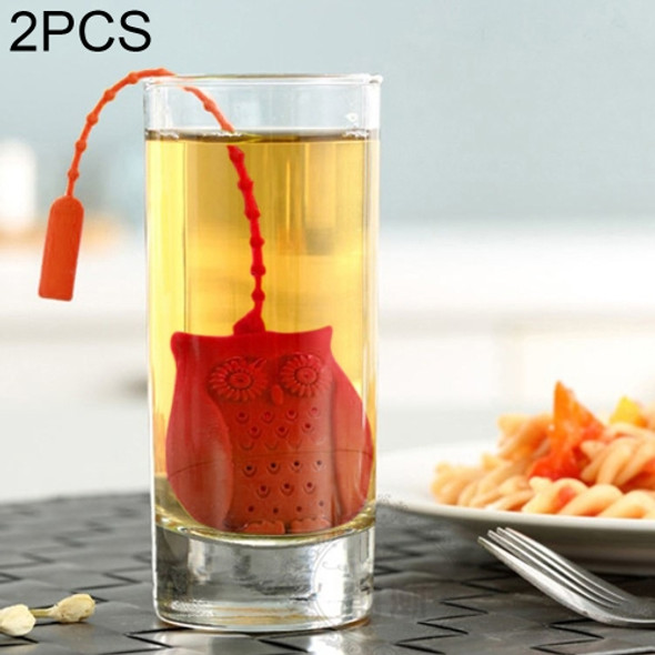 2PCS Creative Cute Owl Tea Strainer Tea Bags  Food Grade Silicone Tea Infuser Filter(Red)