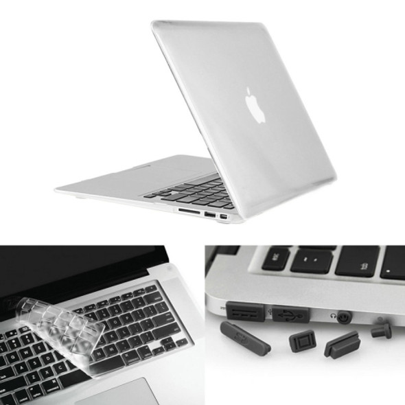 ENKAY for Macbook Air 13.3 inch (US Version) / A1369 / A1466 Hat-Prince 3 in 1 Crystal Hard Shell Plastic Protective Case with Keyboard Guard & Port Dust Plug(White)