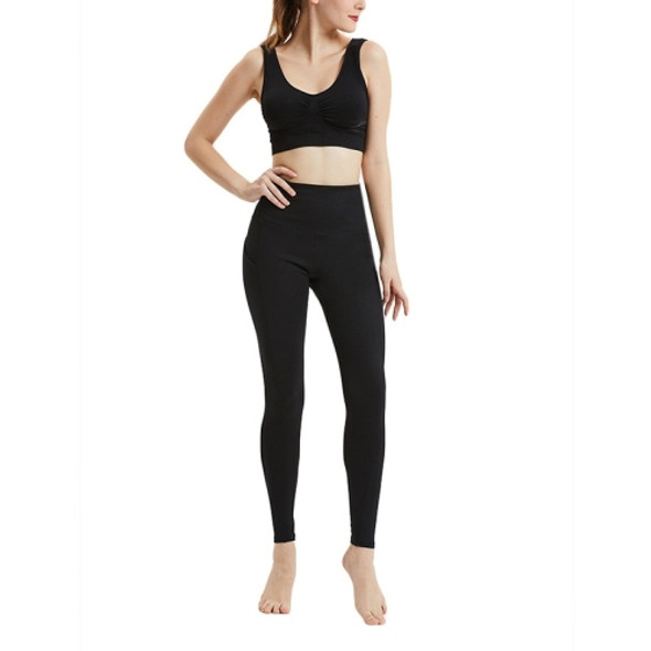 Nine Sports And Fitness Bottoming Pocket Stretch Yoga Pants (Color:Black Size:L)