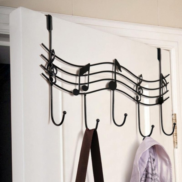 Metal Musical Notes Door Back Hanging Hooks(Black)