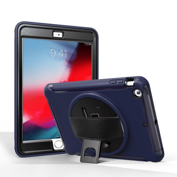 For iPad mini 3 & 2 & 1 360 Degree Rotation PC+TPU Protective Cover with Holder & Hand Strap(Dark Blue)