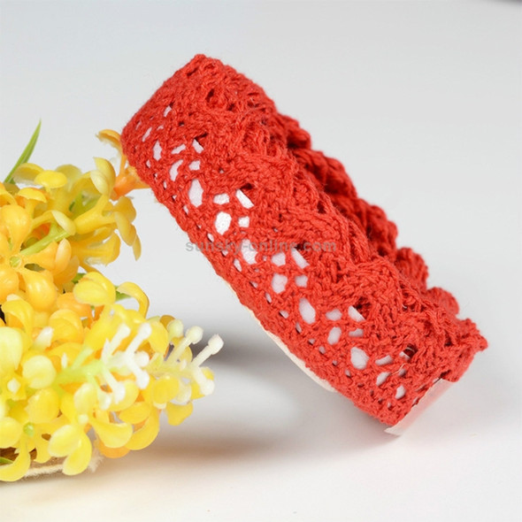 5 PCS Cotton Lace Fabric White Crochet Lace Roll Ribbon Knit Adhesive Tape Sticker Craft Decoration Stationery Supplies(Red)