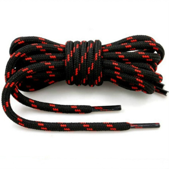 2 Pairs Round High Density Weaving Shoe Laces Outdoor Hiking Slip Rope Sneakers Boot Shoelace, Length:120cm(Black-Red)
