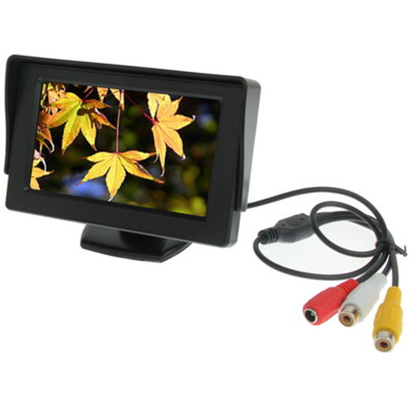 4.3 inch Car Color Monitor with Adjustable Angle Holder & Universal Sunshade, Dual Video Input