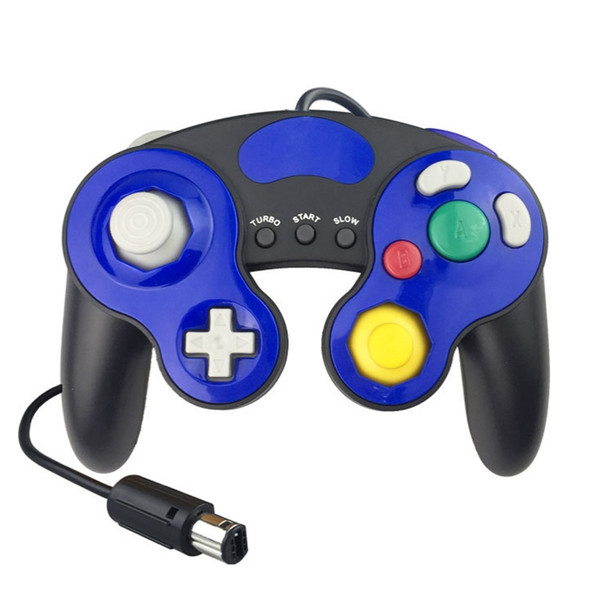 Three-point Decorative Strip Wired Game Handle Controller for Nintendo NGC(Black Blue)