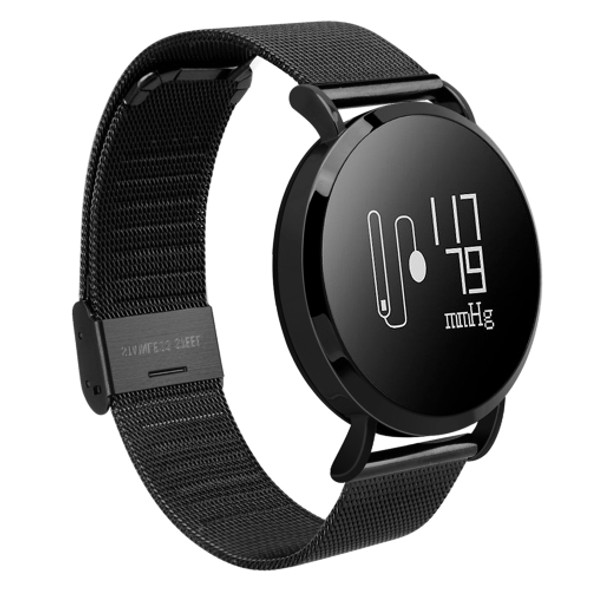 CV08 0.95 inch OLED Screen Display Steel Band Bluetooth Smart Bracelet, IP67 Waterproof, Support Pedometer / Blood Pressure Monitor / Heart Rate Monitor / Sedentary Reminder, Compatible with Android and iOS Phones(Black)