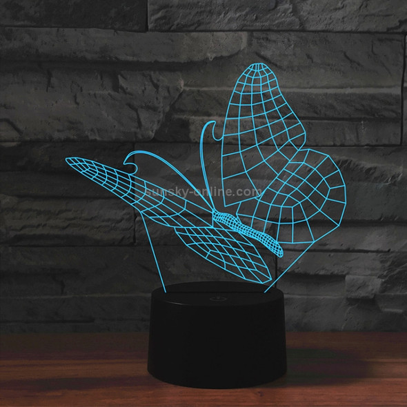 Butterfly Shape 3D Colorful LED Vision Light Table Lamp, Crack Remote Control Version