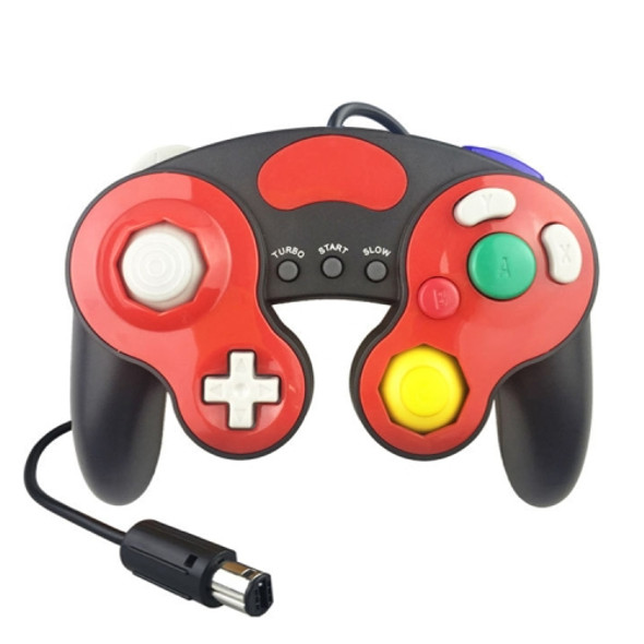 Three-point Decorative Strip Wired Game Handle Controller for Nintendo NGC(Black Red)