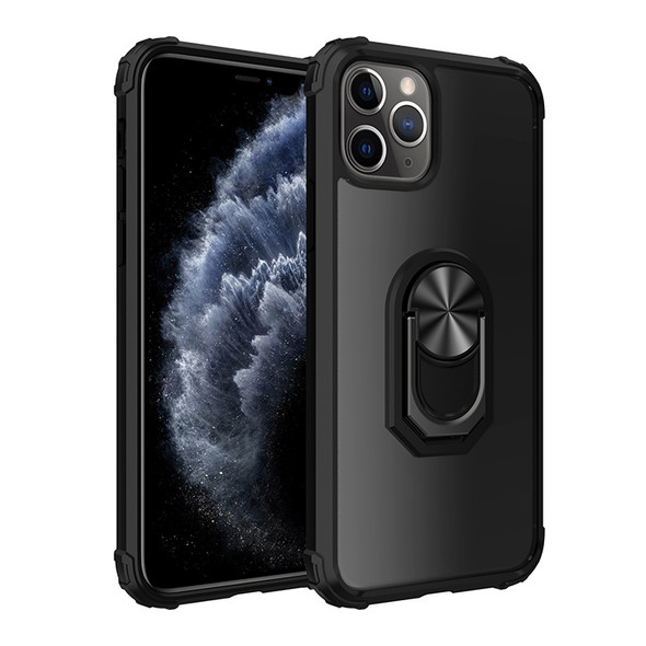 For iPhone 11 Pro Max Shockproof  PC + TPU Protective Case with 360 Degree Rotating Ring Holder(Black)
