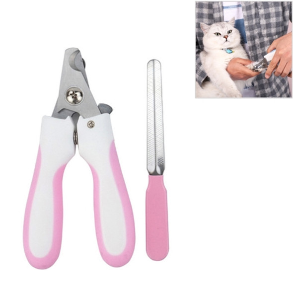 Pet Nail Clippers and Polisher Set, Size: Large (Pink)