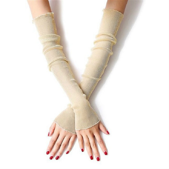 Ice-feel Purl Lace Thin Gloves Foot Sleeves Dual-use Sleeves, Size:One Size(Beige)