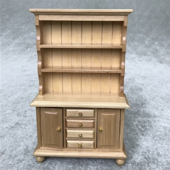 1/12 Dollhouse Miniature Furniture Multifunction Wood Cabinet Bookcase(Wood Color)