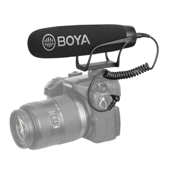 BOYA BY-BM2021 Shotgun Super-Cardioid Condenser Broadcast Microphone with Windshield for Canon / Nikon / Sony DSLR Cameras, Smartphones (Black)