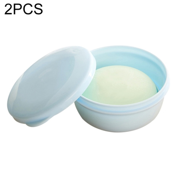 2 PCS Circular Drainage Covered Portable Travel Soap Box(Blue)