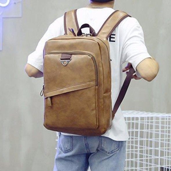 Wide Strap Casual PU Leather Double-shoulder Bag Messenger Bag for Men (Khaki)