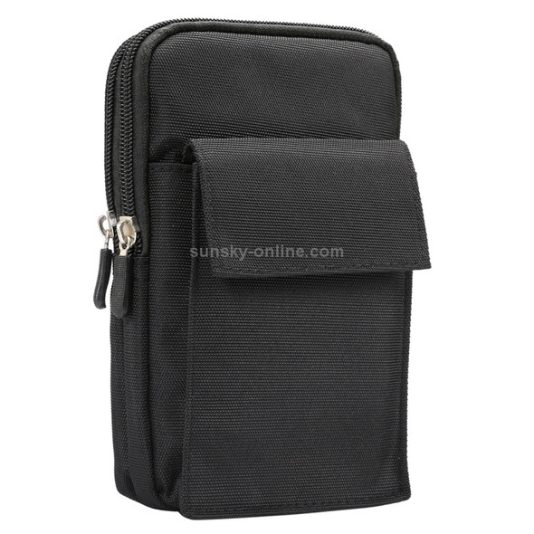 6.4 inch and Below Universal Polyester Men Vertical Style Case Shoulder Carrying Bag with Belt Hole & Climbing Buckle, For iPhone, Samsung, Sony, Huawei, Meizu, Lenovo, ASUS, Oneplus, Xiaomi, Cubot, Ulefone, Letv, DOOGEE, Vkworld, and other (Black)