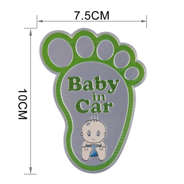 Baby in Car Happy Feet Shape Adoreable Style Car Free Sticker(Green)