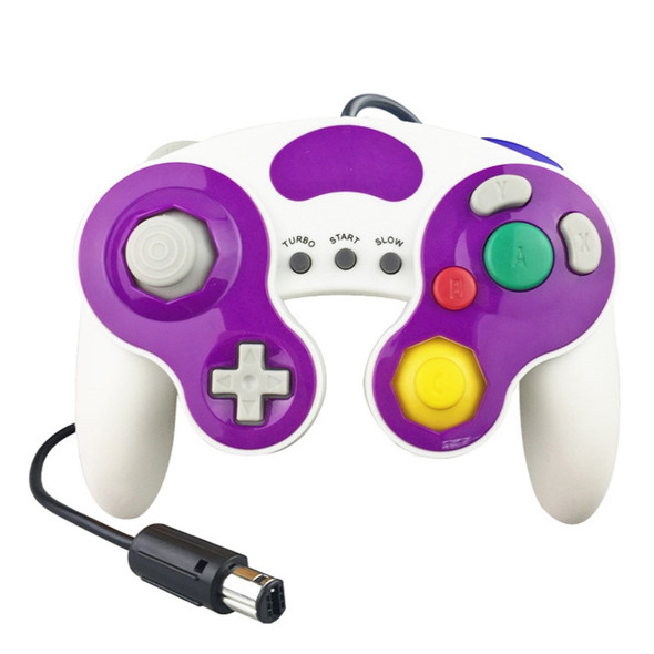 Three-point Decorative Strip Wired Game Handle Controller for Nintendo NGC(White + Purple)