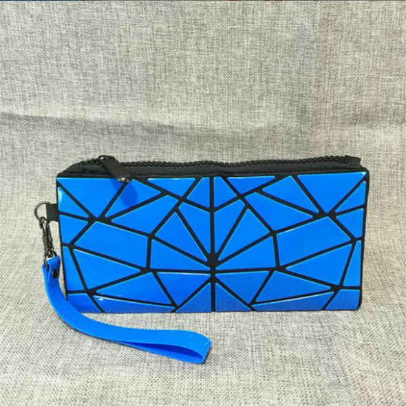 Laser Folding Portable Cosmetic Bag Variety Of Geometric Rhombic Travel Makeup Clutch Bag Storage Bag(Blue)