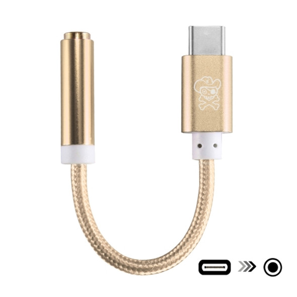 ENKAY Hat-Prince USB-C / Type-C to 3.5mm Nylon Woven Audio Adapter, Length: about 10cm(Gold)
