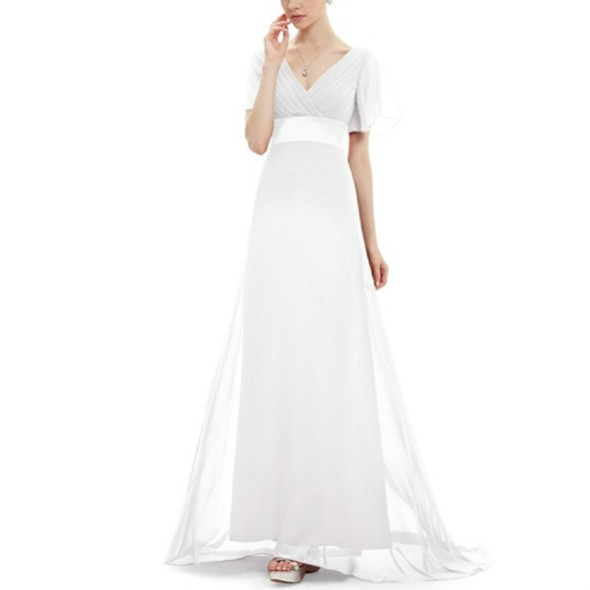 Evening Dresses Padded Trailing Flutter Summer Style Dresses, Size:L(White)