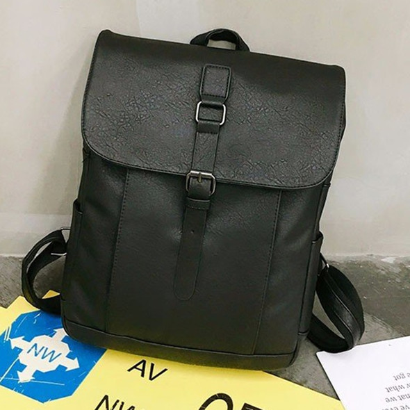 Solid Color Retro PU Leather Double-shoulder Bag Messenger Bag for Men (Black)