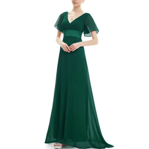 Evening Dresses Padded Trailing Flutter Summer Style Dresses, Size:XL(Dark Green)
