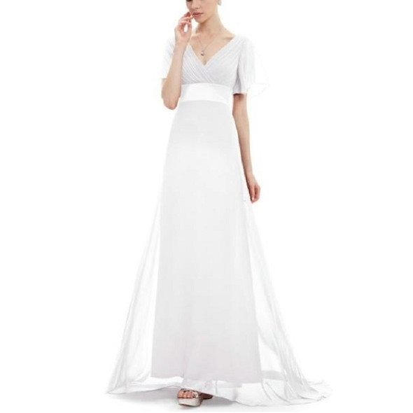 Evening Dresses Padded Trailing Flutter Summer Style Dresses, Size:XL(White)