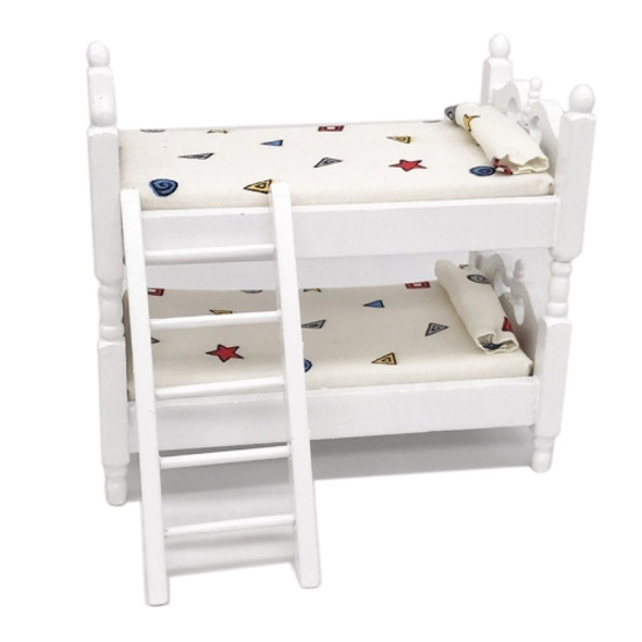1:12 Mini House Toy Simulation Children Wooden Bunk Bed(Color Geometry )