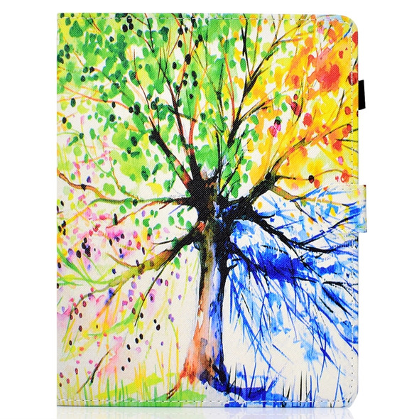 For iPad 2 / 3 / 4 Colored Drawing Stitching Horizontal Flip Leather Case, with Holder & Card Slots & Sleep / Wake-up function(Colorful Tree)