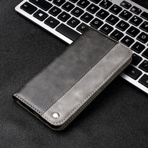 Business Solid Color Stitching Horizontal Flip Leather Case for Huawei P20, with Holder & Card Slots & Wallet & Lanyard (Grey)