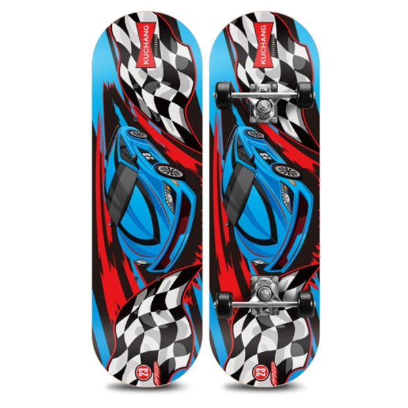 Blue Racing Pattern Children Double-warp Toy Four Wheels Skateboard Scooter