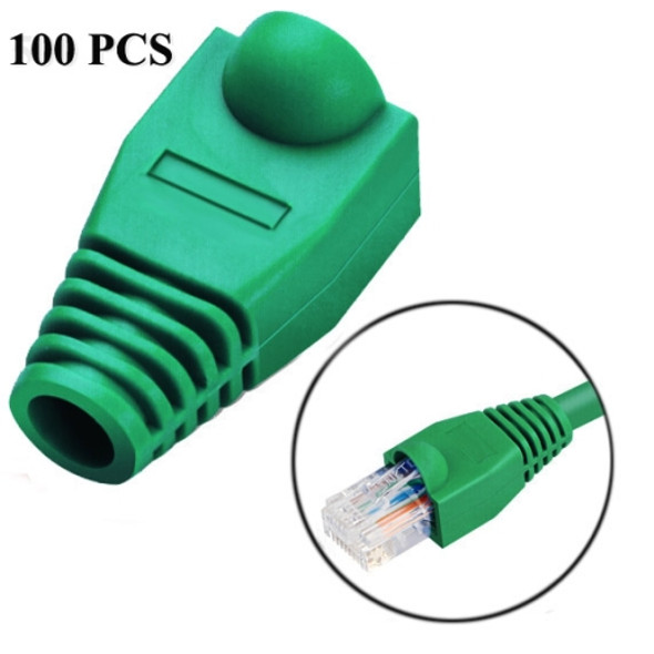 Network Cable Boots Cap Cover for RJ45, Green (100 pcs in one packaging, the price is for 100 pcs)(Green)