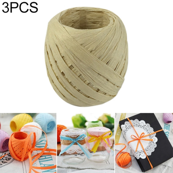 3 PCS 20M Paper Rope Raffia Ribbon Natural Lace Rope Gift Box Wrapping DIY Decoration(White)