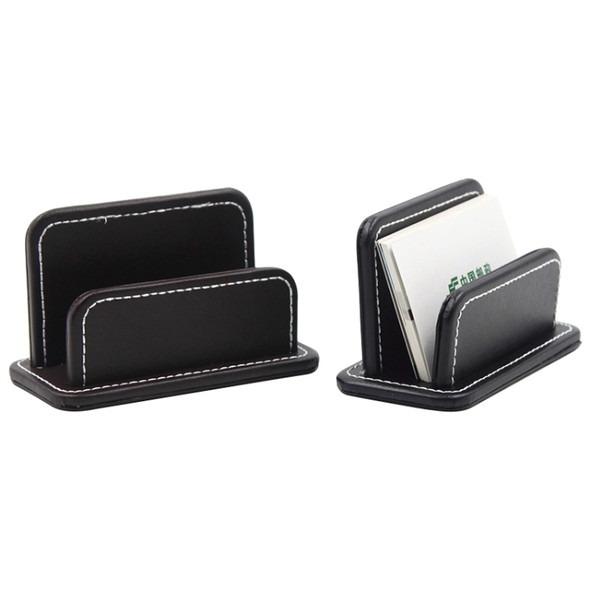 2 Blocks Office Stationery Leather Name Card Holder Stationery Bussiness  Office Home Card Holder(Black)