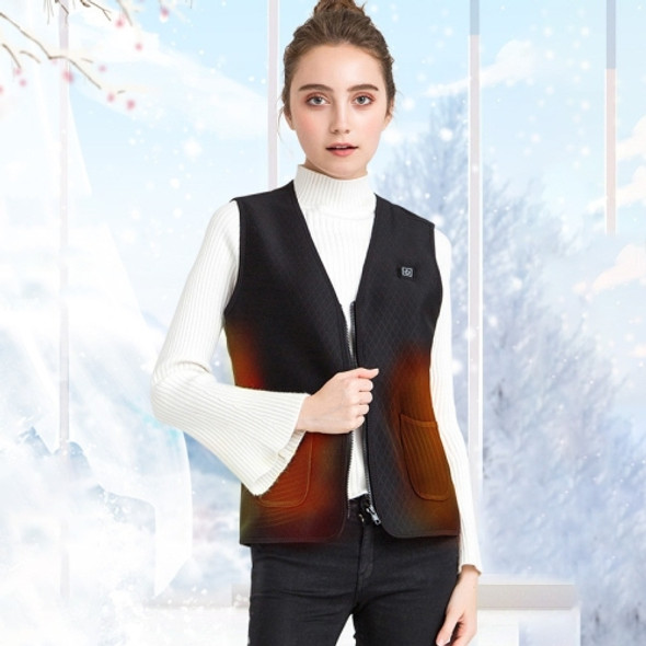 Plus Velvet Inside Men and Women Intelligent Charging Heating Vest Warm Clothes(Color:Black Size:XXXL)