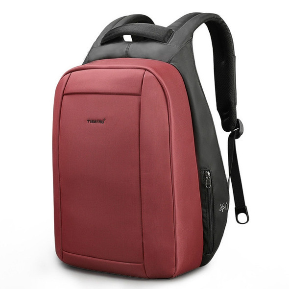 Hidden Anti-theft Zipper 15.6 inch Men School Laptop Backpacks Waterproof Travel Bag with USB Charging Port(Red)